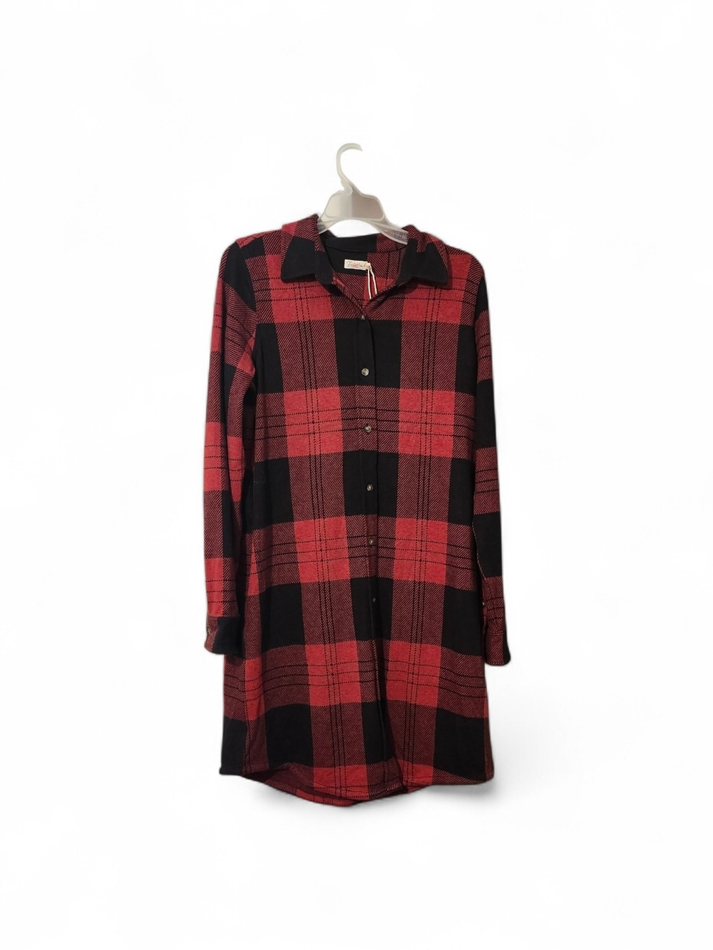 Faherty Legend Women's Red & Black Plaid Button-Front Sweater Shirt Dress - M